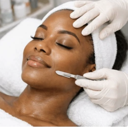 Lady having dermaplaning treatment